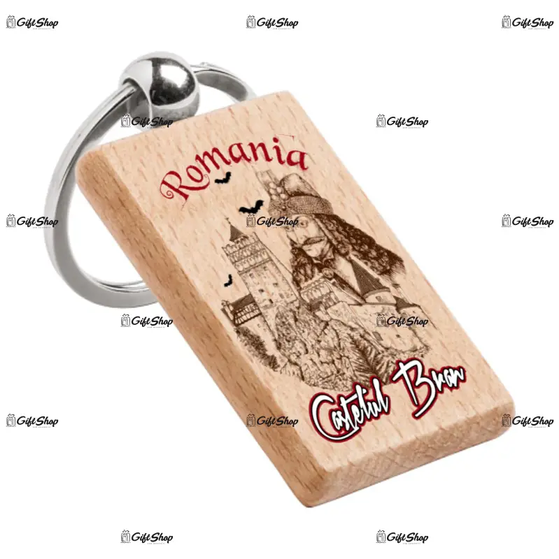 Castelul bran, vlad tepes, breloc din lemn, model 001